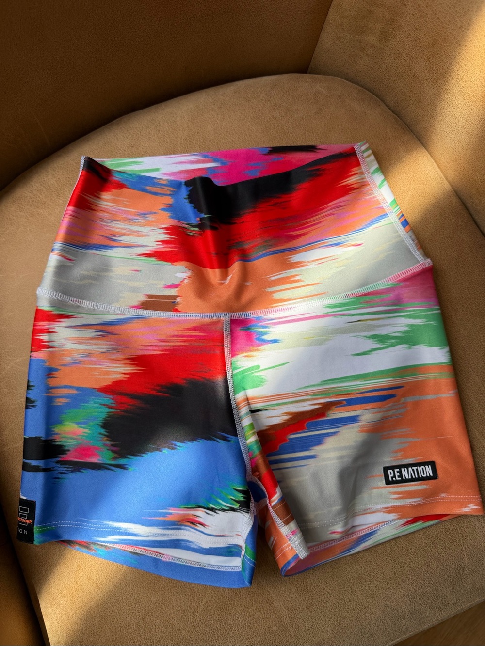 P.E Nation Abstract Multicolor High-Rise Bike Shorts